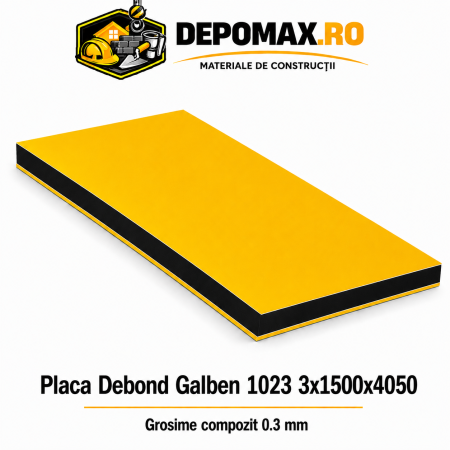 Placa BOND galben 1023 3mm, 1500x4050mm, aluminiu 0.3mm